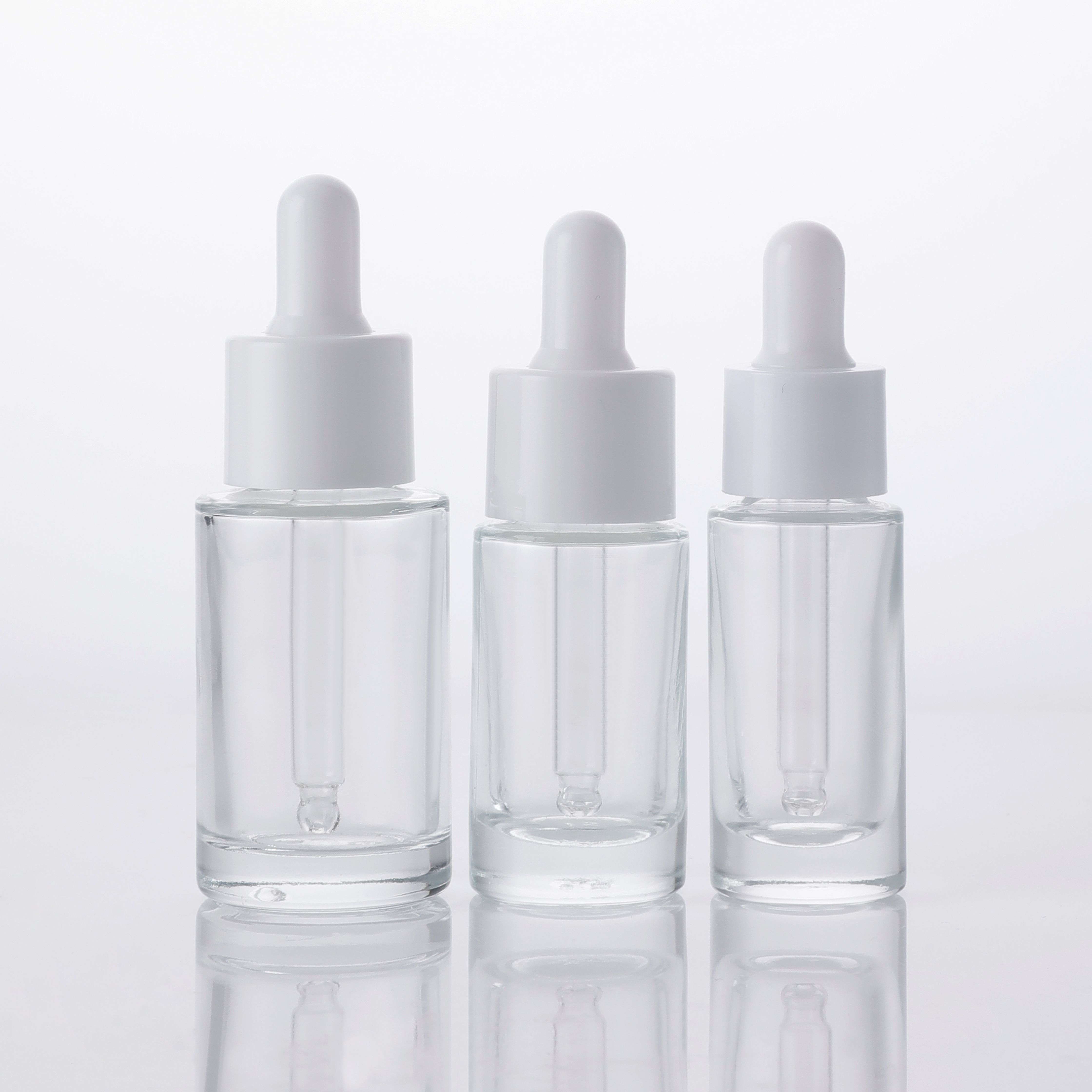 Multipurpose Refillable Round Shape Perfume Skin Care Essence Essential Oil Serum Empty Transparency Liquid Container 10ml 15l 20ml Dropper Glass Bottles