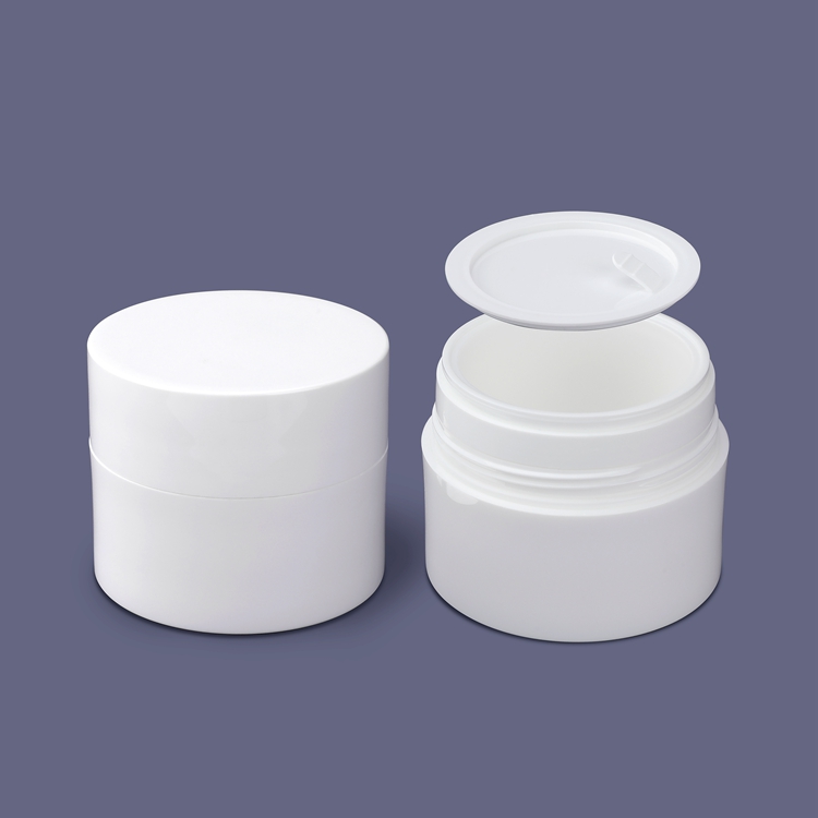 Eco-friendly Custom Printing Free Sample Volume 30g 50g PP Double Wall Screw Lid Replaceable Multipurpose Moisturiser Cream Empty Cream Jar
