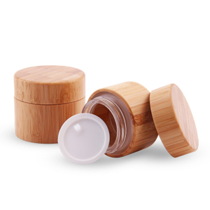 High quality glass storage jar bamboo lid face cream 30g 50g bamboo cosmetic glass inside jar with bamboo lid 
