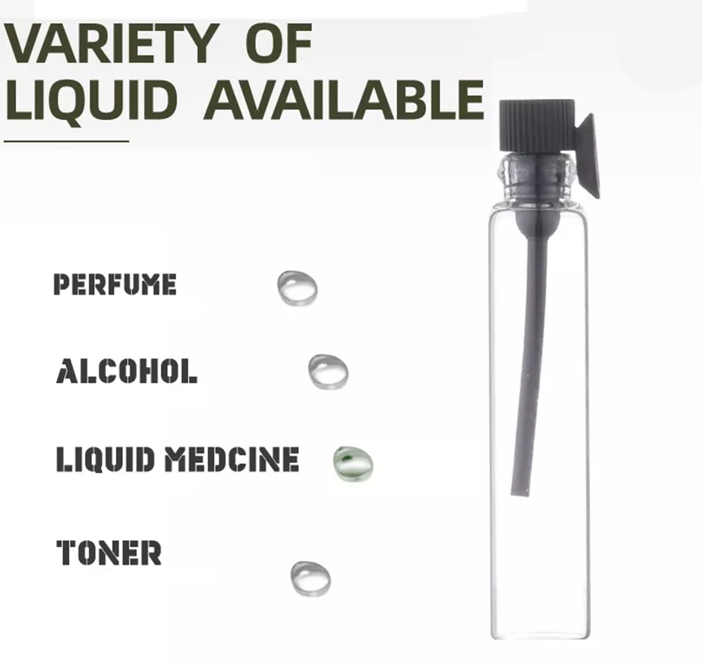 Portable Black White Plug 1ml 1.5ml 2ml 3ml Mini Glass Subpackage Clear Bottles,small Sample Test Tube Thin Vials Empty Perfume Bottle 
